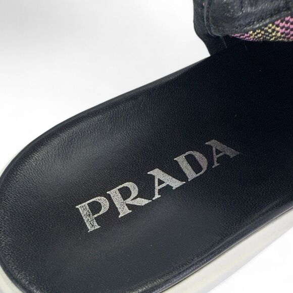 PRADA Cloudburst Pink & Beige Knit Logo Ankle Strap Slingback Sandals Si… - Picture 10 of 14